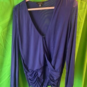 Le Chateau Deep Blue Ruched Blouse